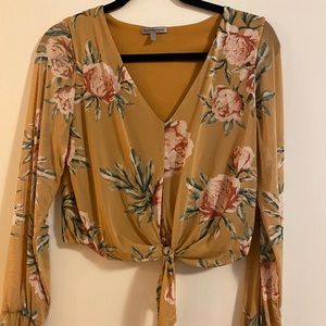 Floral yellow crop top